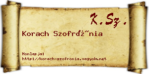 Korach Szofrónia névjegykártya